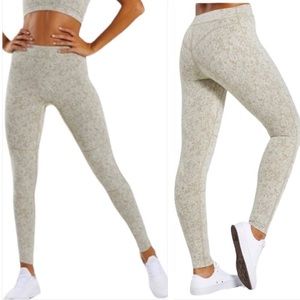 Gymshark Fleur Texture Leggings High Rise Full Length Washed Khaki